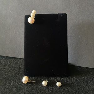 3 pairs pearl earrings